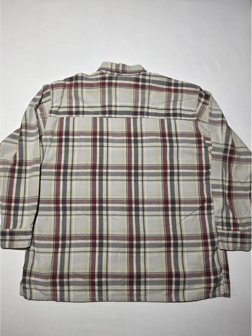 Vintage 90s Levi's Plaid Flannel Shirt XL Red Gray Yellow Heavy Duty Workwear